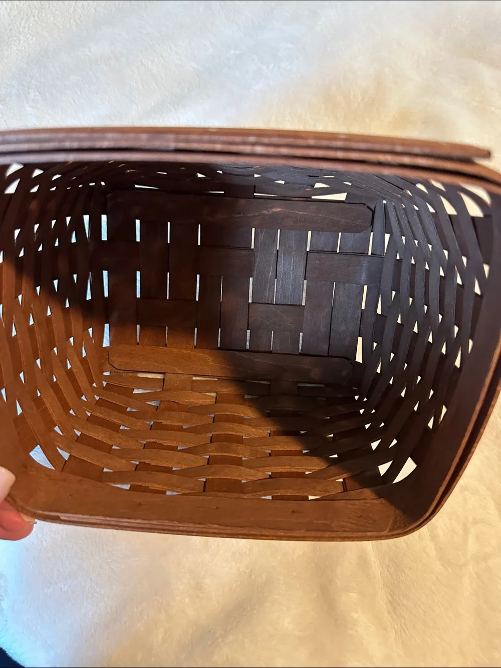Longaberger Natural Brown Woven Storage Basket with Cream Liner and protector